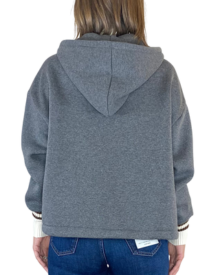 Vicolo - Felpa cappuccio patch - GRIGIO