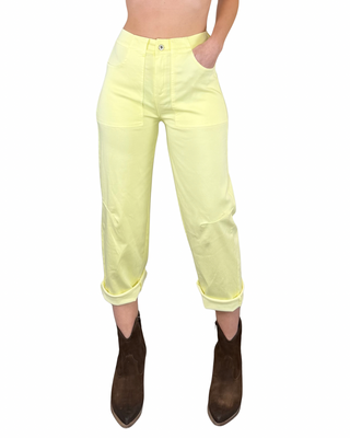 Habiti - Pantalone barrell elasticizzato - GIALLO