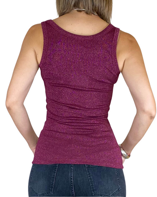 Vicolo - Canotta vogatore lurex - BORDEAUX/MAGENTA