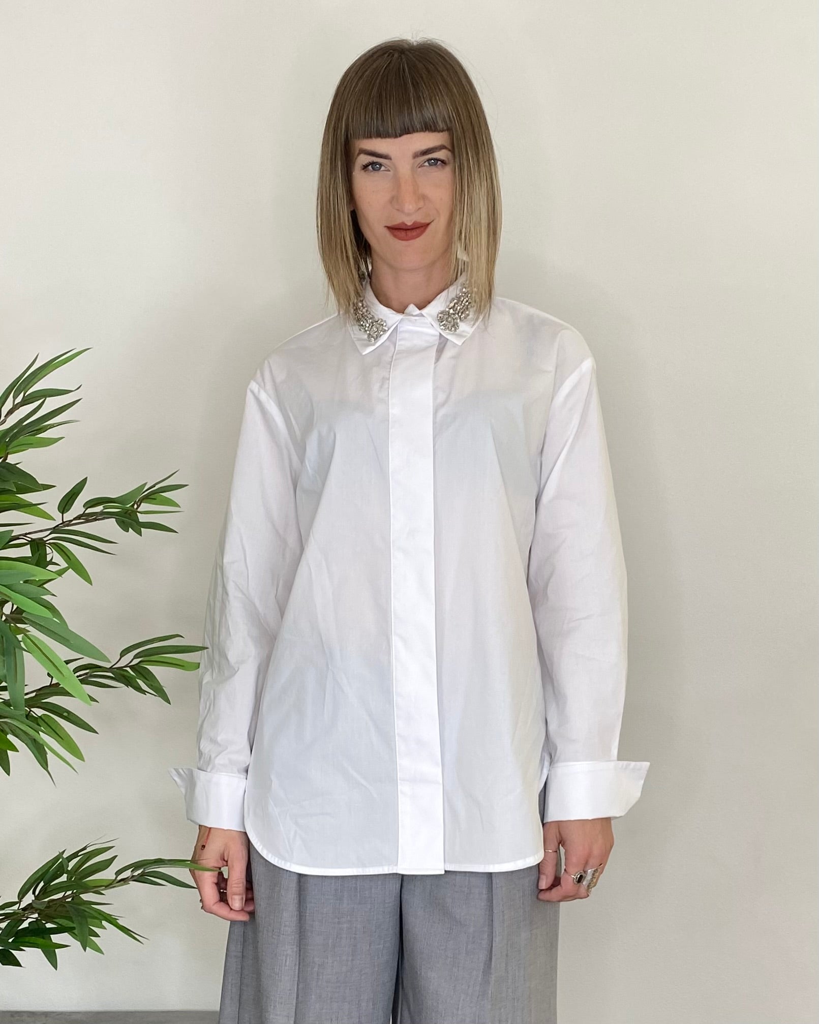 Camicia regular cabochon - BIANCO