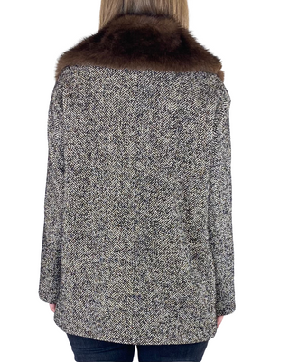SUSY STAR - Cappottino over spinato collo pelo - NERO