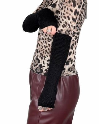 Habiti - Manicotti misto lana - NERO