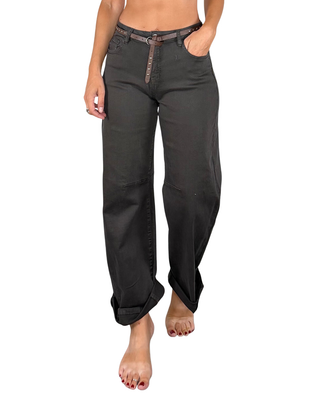 Habiti - Pantalone barrell bull denim - MORO