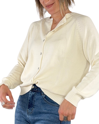 Habiti - Cardigan col rond en coton - VANILLE