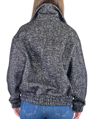 vicolo - bomber doppiopetto spinato - nero