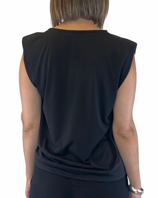 Habiti - T-shirt spalline imbottite - NERO