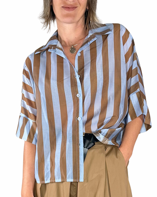 Habiti - Camicia riga larga tencel - CELESTE