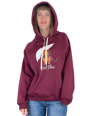 vicolo - felpa cappuccio "c'est chic" - bordeaux