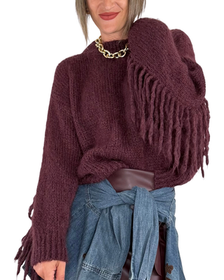 Habiti - Maglia mohair frange - BORDEAUX