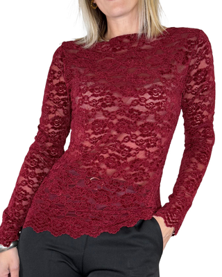 Susy Mix - T-shirt barchetta pizzo - BORDEAUX