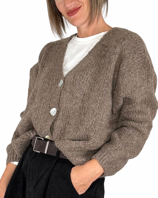 Habiti - Cardigan con bottoni - FANGO