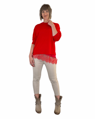 Habiti - Pantalone sigaretta con elastico in vita - BEIGE