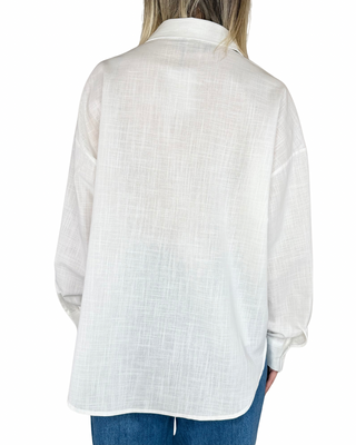 Habiti - Camicia oversize ricamo artistico - BIANCO