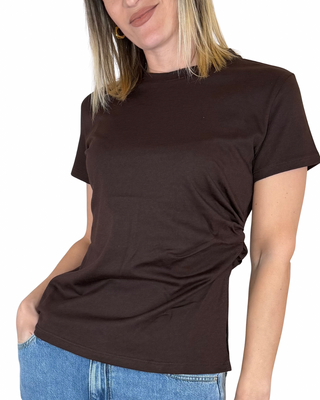 Vicolo - T-shirt spacco e arriccio - MORO