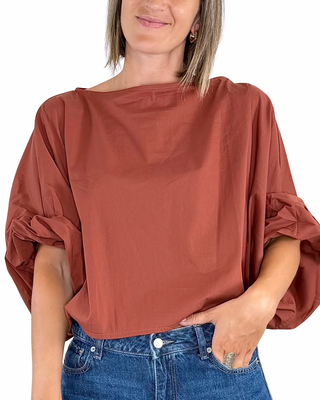 Habiti - Blus Farfalla tinta unita - RUGGINE