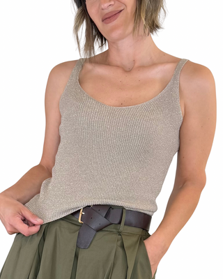 Habiti - Top con filo lurex - FANGO