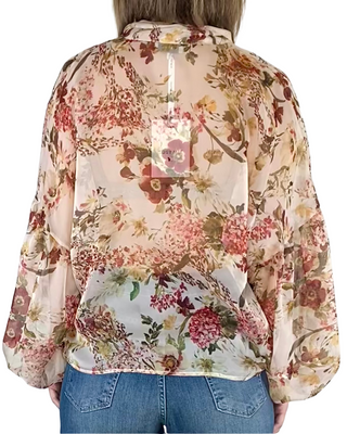 susy mix - camicia fiori c/fiocco - beige