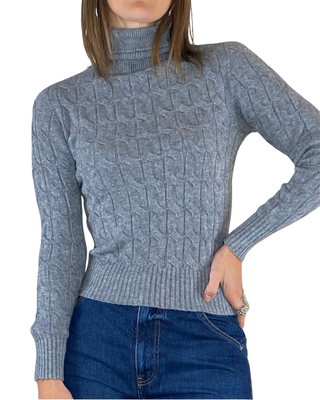 Susy Mix - Maglia collo alto trecce - GRIGIO