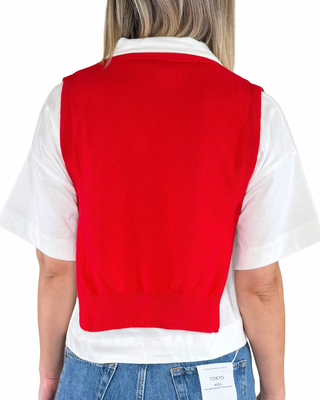 Vicolo - Gilet con bottoni aperto lateralmente - ROSSO