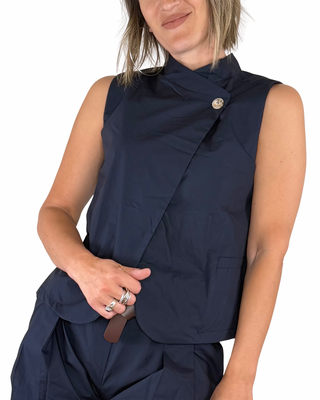 CADì - Gilet coreana in popeline - BLU