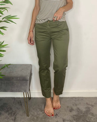 habiti - pantalone sigaretta s569 - verde militare