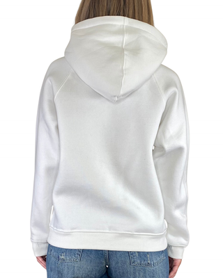 vicolo - felpa cappuccio "c'est chic" - panna