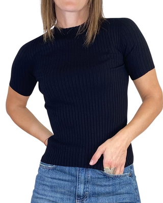 vicolo - maglia costine lupetto - nero