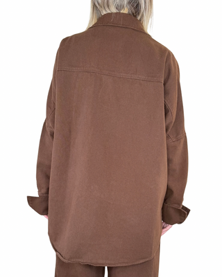 Habiti - Camicia e pantaloni oversize bull denim - CIOCCOLATO