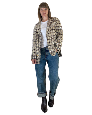 susy mix - blazer over check c/paillettes - moro