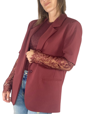 vicolo - blazer m/manica con manica lunga pizzo - bordeaux
