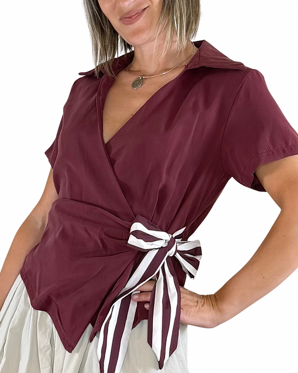 CADì - Camicia incrociata in modal - BORDEAUX