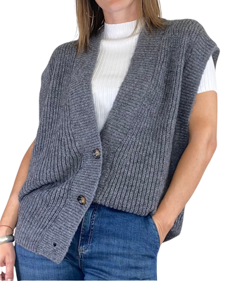 vicolo - gilet ampio punto inglese - antracite