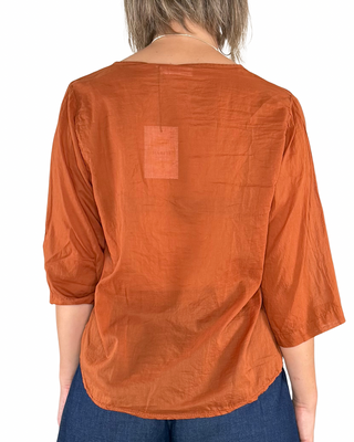 Habiti - Blusa rouges in mussola - MATTONE
