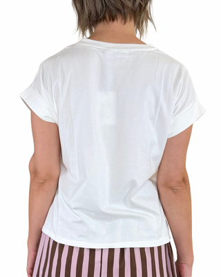 Habiti - T-shirt a scatola stampa Victoria - PANNA
