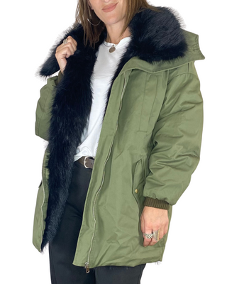 Motel - Parka con ecopelliccia - VERDE MILITARE