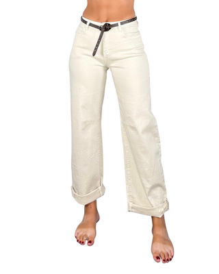 Habiti - Pantalone barrell bull denim - BURRO