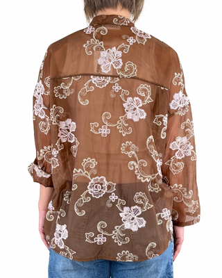 Habiti - Chemise coréenne brodée - CHOCOLAT