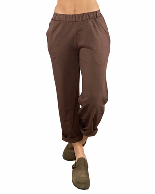 susy mix - felpa m/manica con pantalone baloon - moro
