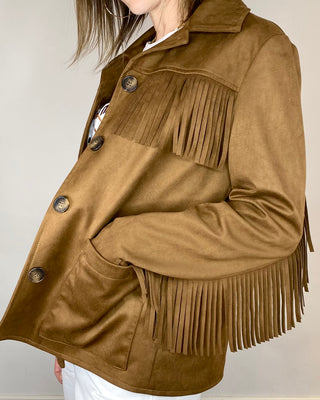 Tensione In - Giacca suede frange - COGNAC
