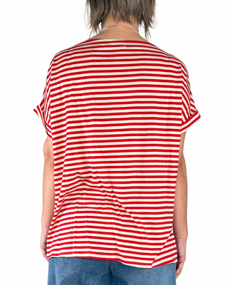 Habiti - T-shirt righe a scatola - ROSSO