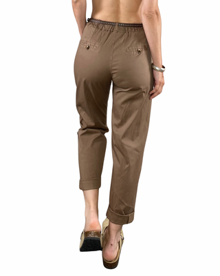 Habiti - Pantalone baggy elastico in vita - TABACCO