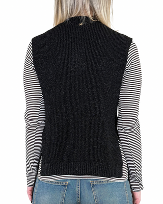 Souvenir - Gilet lurex fiocchi laterali - NERO