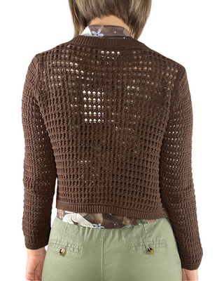 Habiti - Cardigan crochet senza bottoni - MORO