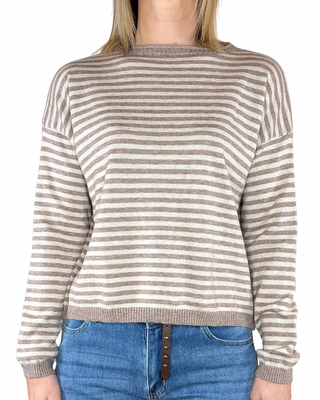 Habiti - Maglia righe collo rotolino - BEIGE