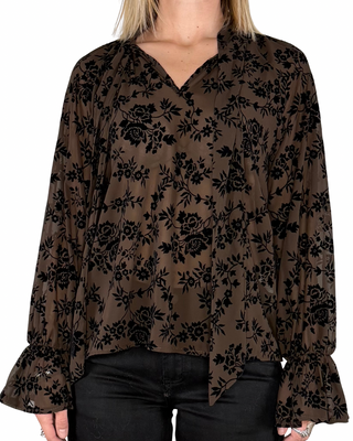 Habiti - Camicia fiocco floccata - MORO