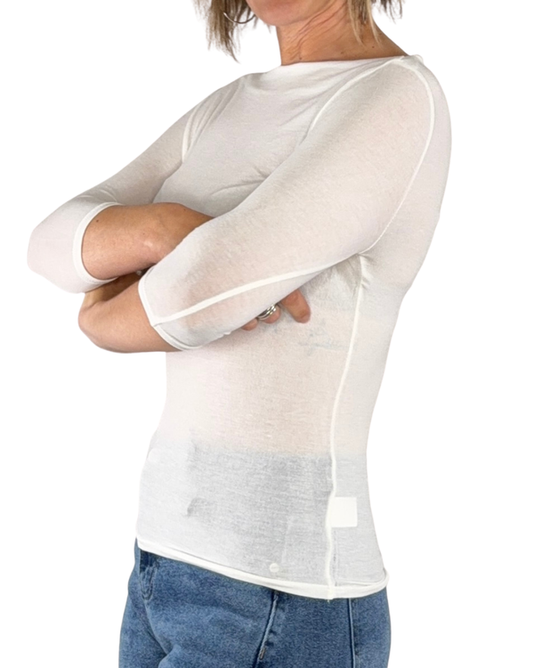 Habiti - T-shirt manica 3/4 misto seta - PANNA