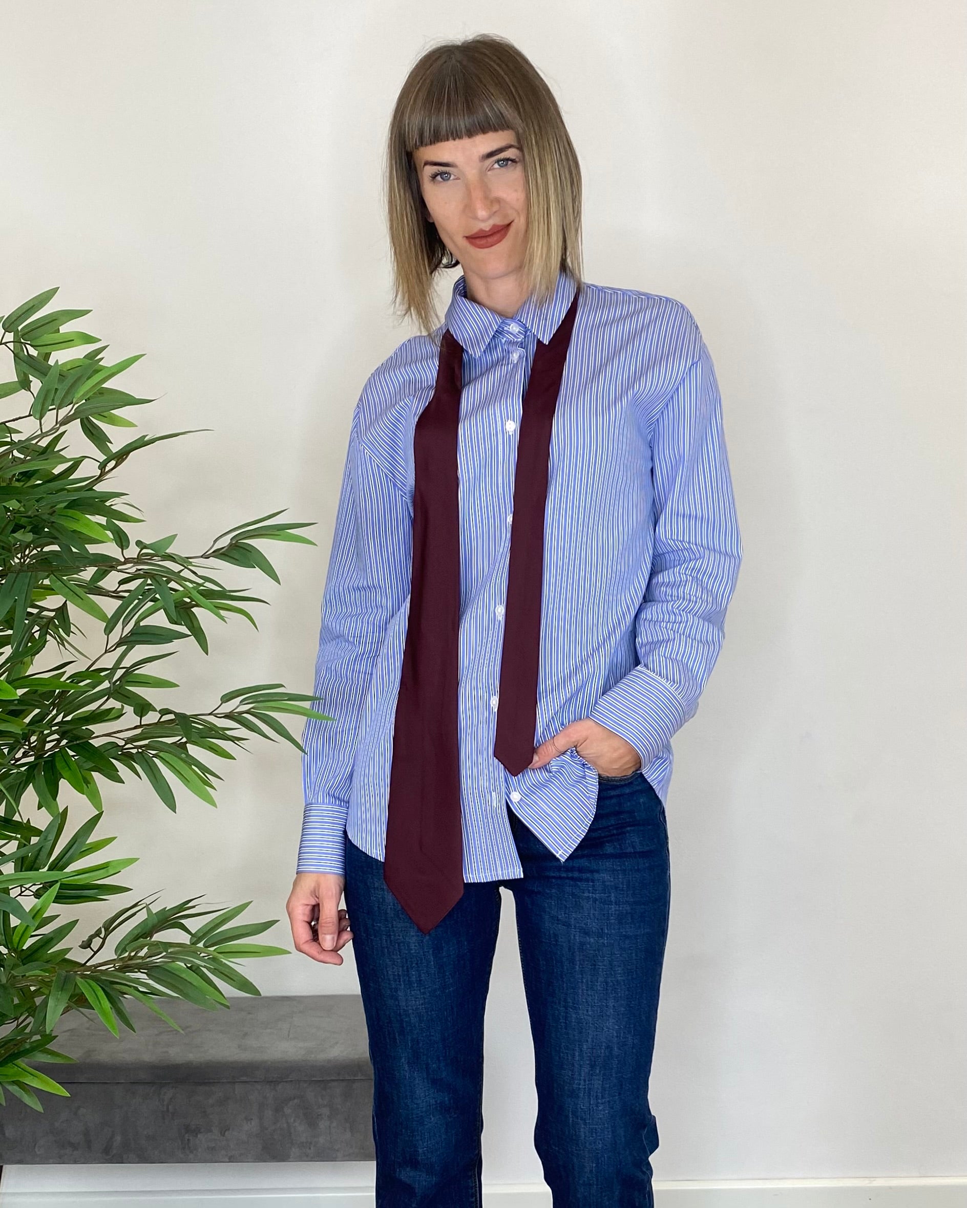 Camicia righe cravatta - BORDEAUX