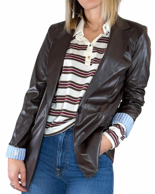 Susy Mix - Giacca regular ecopelle - MORO