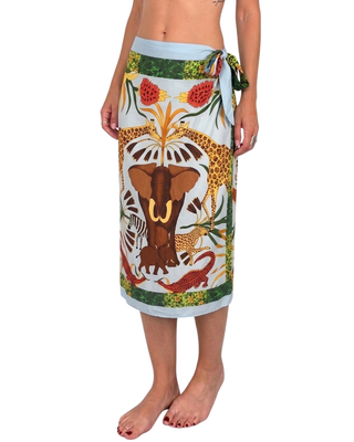 Habiti - Gonna pareo Circe foulard midi - CELESTE