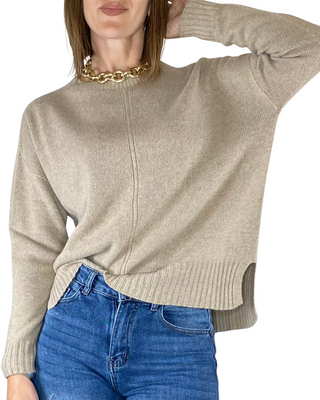 Habiti - Maglia spacchi laterali - BEIGE